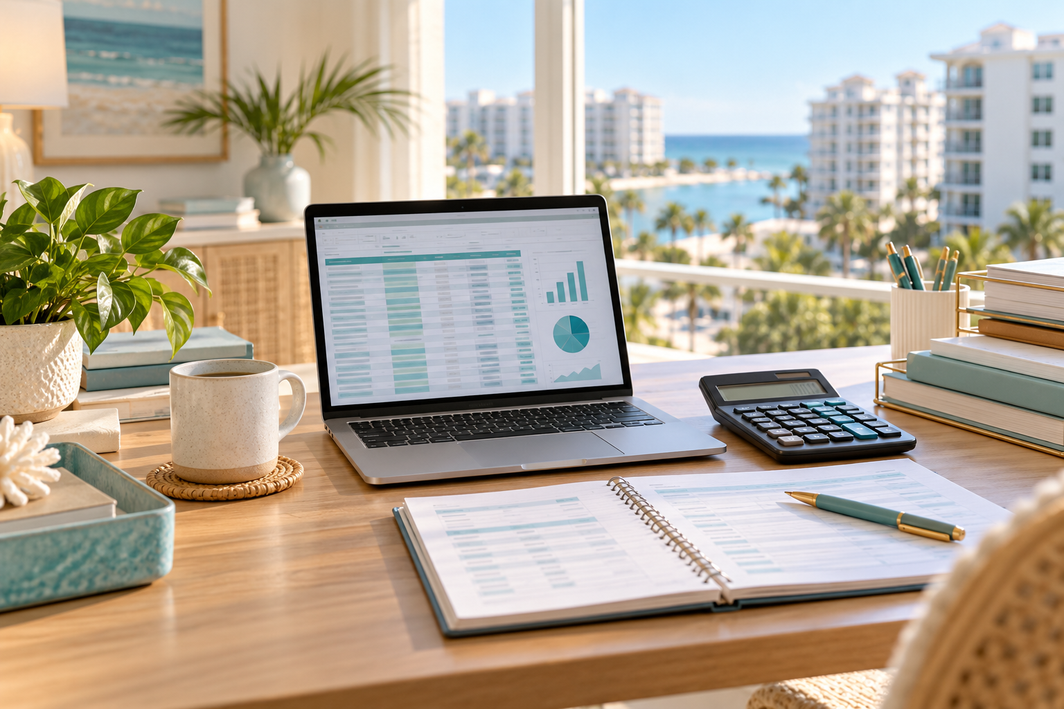 Illustrative organized bookkeeping workspace